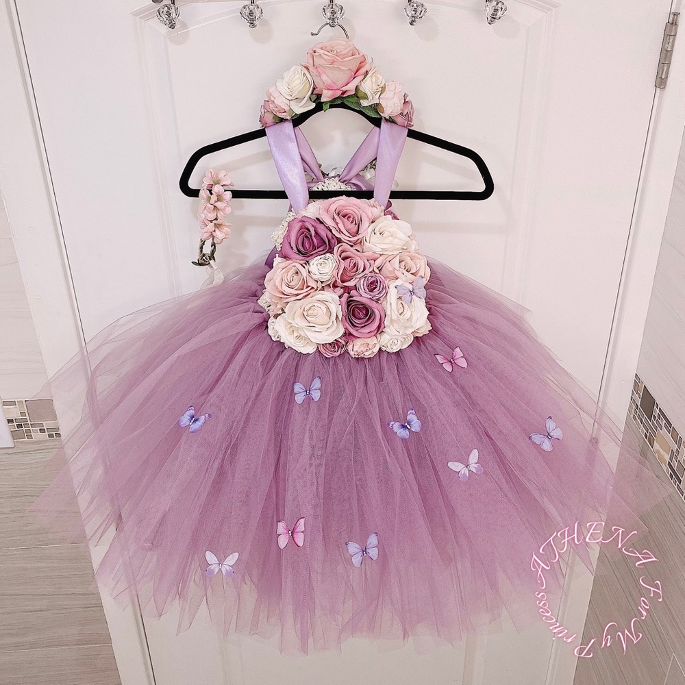 GORGEOUS BUTTERFLY FLORAL TUTU DRESS
